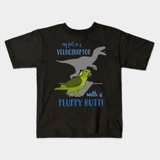 Velociraptor with a Fluffy Butt Yellow Naped Amazon Parrot Kids T-Shirt